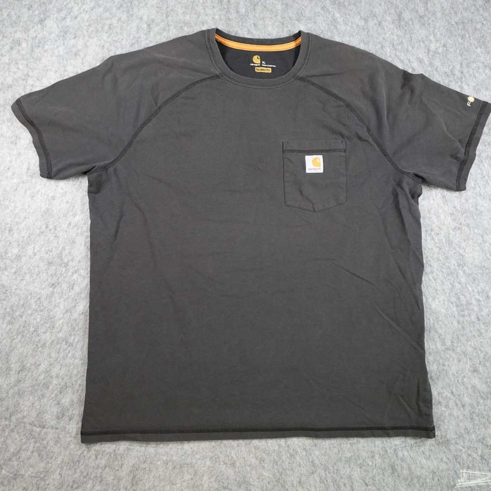 Carhartt Shirt Men Extra Large Black Force Relaxed Fit Pocket Crew Neck Raglan